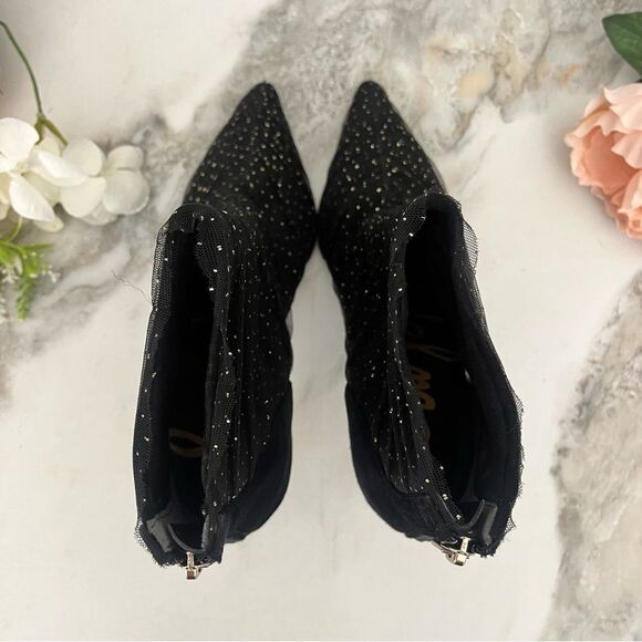 SAM EDELMAN Farren Tulle Pointed-Toe Booties in Black Size 7 NEW - Picture 10 of 16